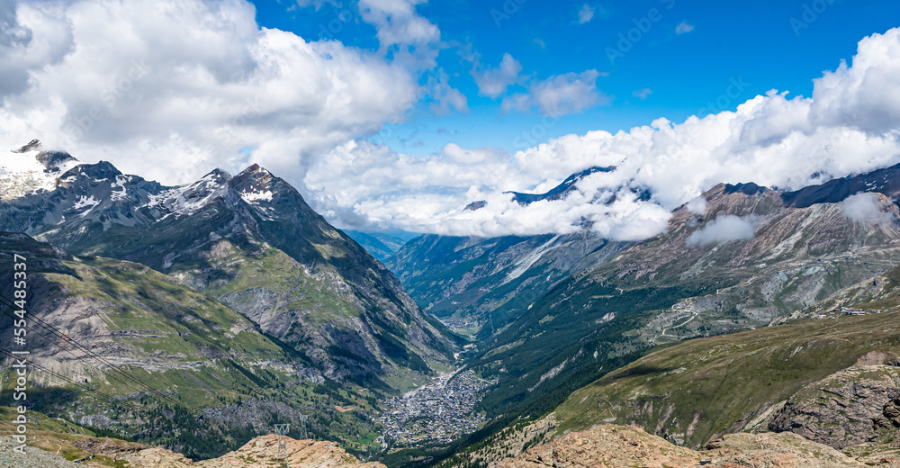 View to Zermatt from Klein Matterhorn