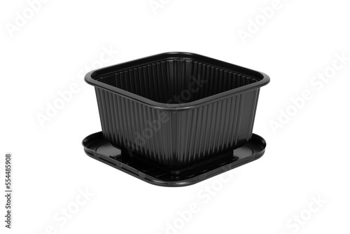 Black empty plastic food containers