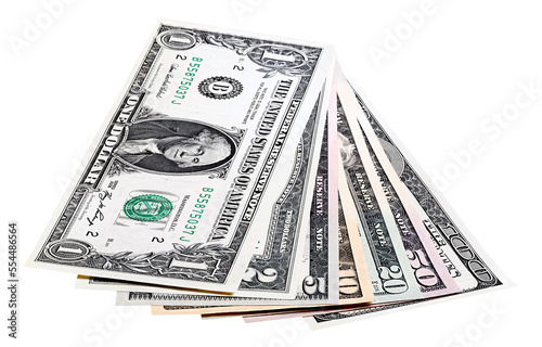 All of American dollar bill isolated, stacked photo. Perfect content with money to create business concepts, economic and financial news.