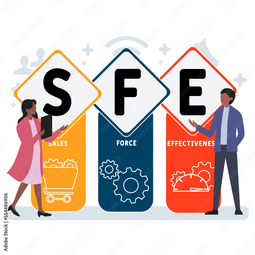 SFE Sales Force Effectiveness acronym. business concept background. vector illustration concept with keywords and icons. lettering illustration with icons for web banner, flyer, landing pag SFE Sales Force Effectiveness acronym. business concept background. vector illustration concept with keywords and icons. lettering illustration with icons for web banner, flyer, landing pag