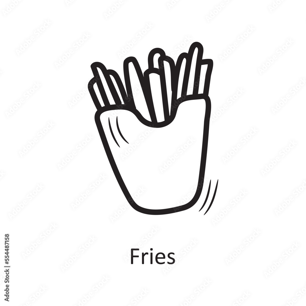 Obraz premium Fries vector outline Icon Design illustration. Food and Drinks Symbol on White background EPS 10 File