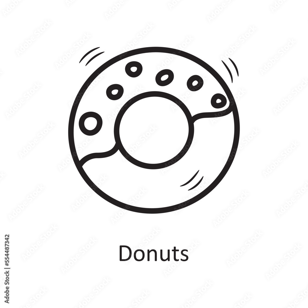 Fototapeta premium Donuts vector outline Icon Design illustration. Food and Drinks Symbol on White background EPS 10 File