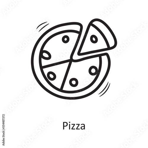 Pizza vector outline Icon Design illustration. Food and Drinks Symbol on White background EPS 10 File