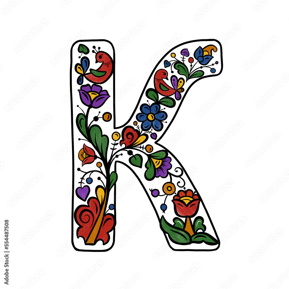 Capital Russian letter К painted on a white background