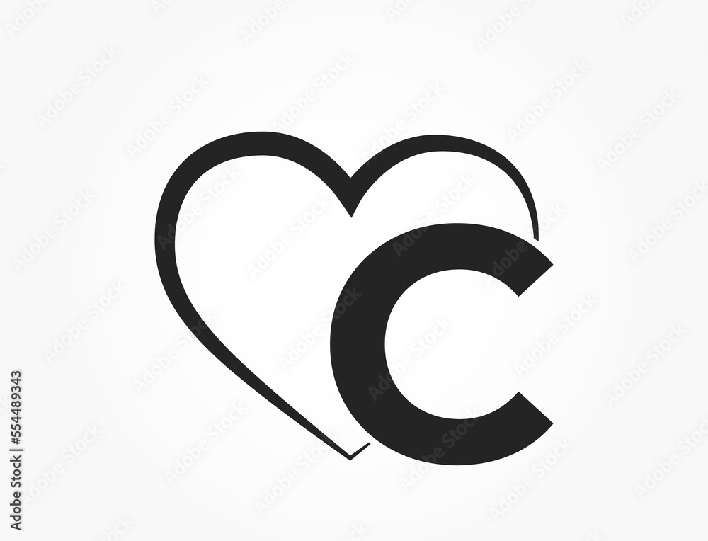 letter c and heart. creative initial letter for valentine's day design. romantic and love symbol letter c and heart. creative initial letter for valentine's day design. romantic and love symbol