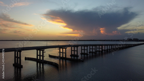 Bridges spanning the Caloosahatchee River in downtown Fort Myers, FL.