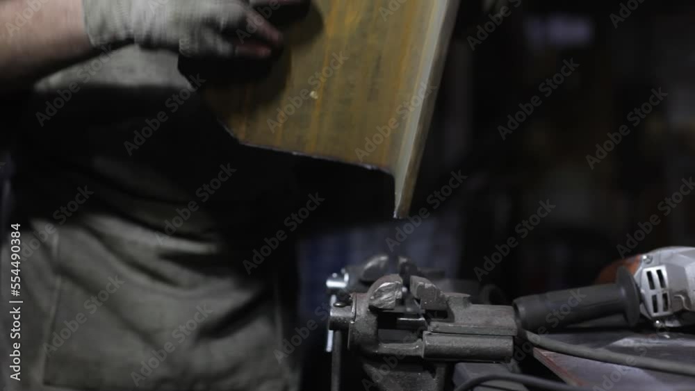 Metal processing. Steel billets. Work in the garage. Metal processing. Steel billets. Work in the garage.