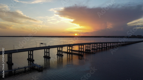 Bridges spanning the Caloosahatchee River in downtown Fort Myers  FL.