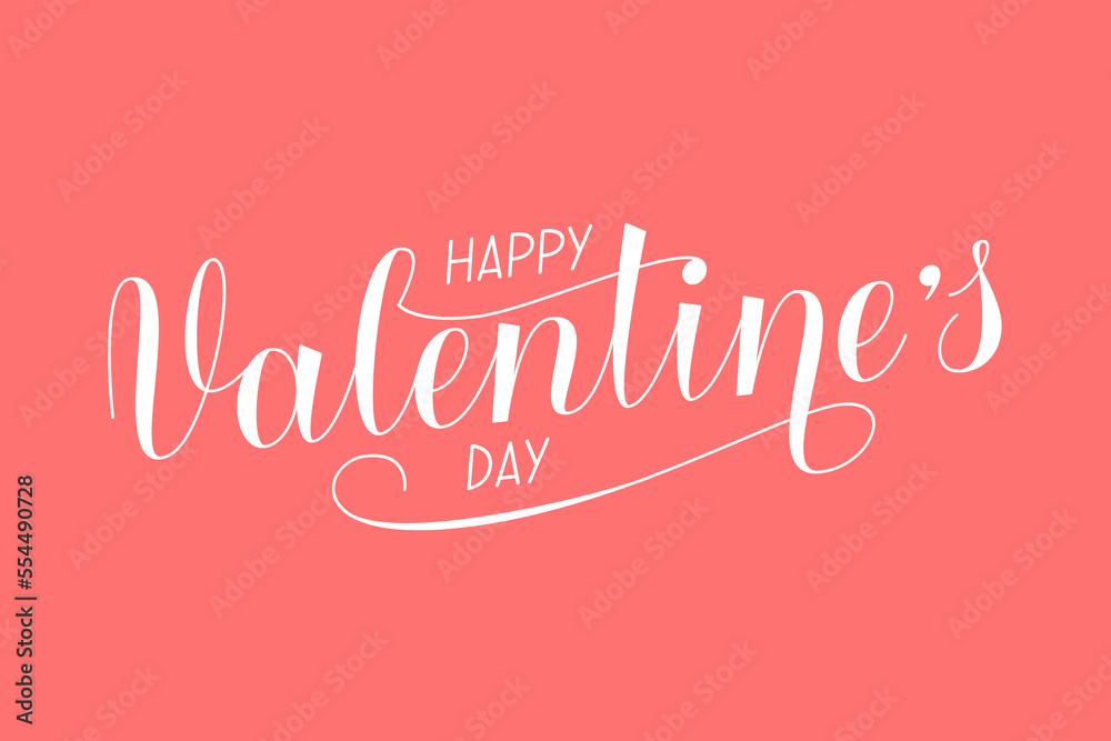 Happy Valentines day - romantic greeting card. Vector hand lettering of festive phrase. Handwritten text for Valentines day.