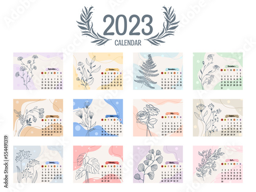 Calendar 2023 vector collection design template 