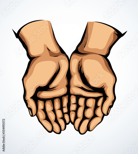 Praying hands. Vector drawing icon