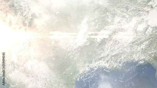 Wallpaper Mural Earth zoom in from outer space to city. Zooming on Richardson, Texas, USA. The animation continues by zoom out through clouds and atmosphere into space. Images from NASA Torontodigital.ca