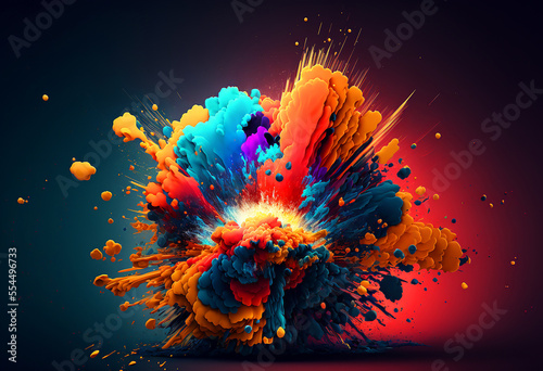 abstract bright colors exploding. Generative AI