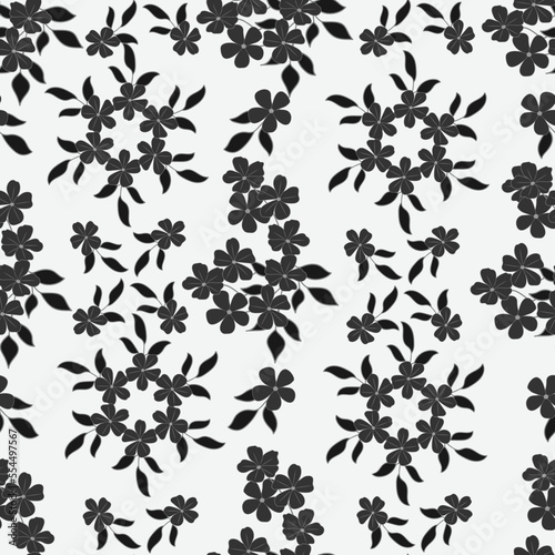 Seamless black and white floral seamless pattern