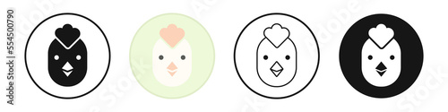 Young Chicken vector set. Hen head, poultry chick icon