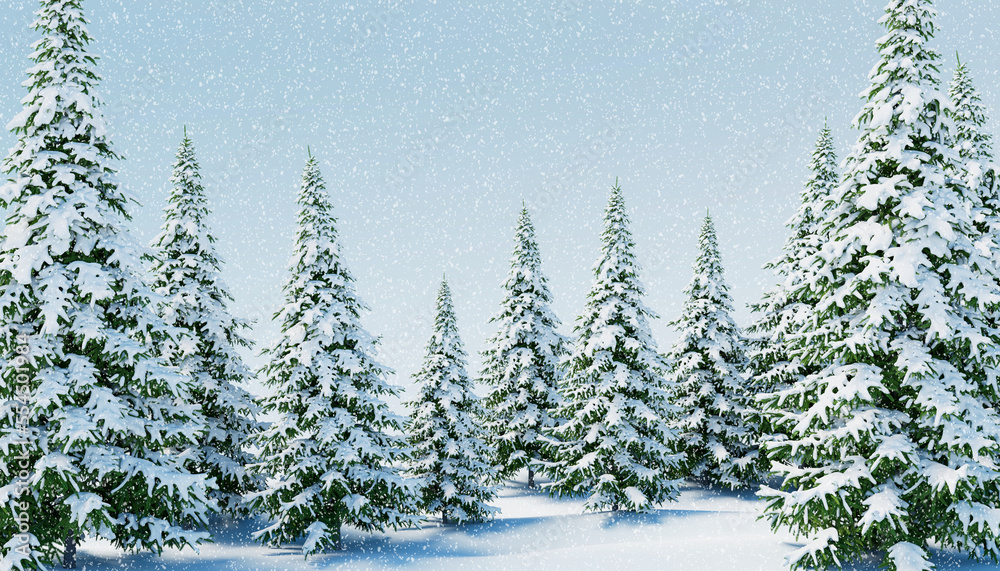 New Year's background festive background of snow-covered fir trees
