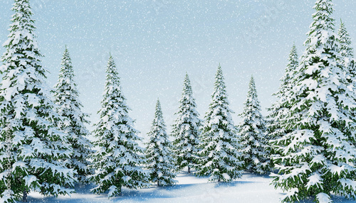 New Year's background festive background of snow-covered fir trees © alexmu