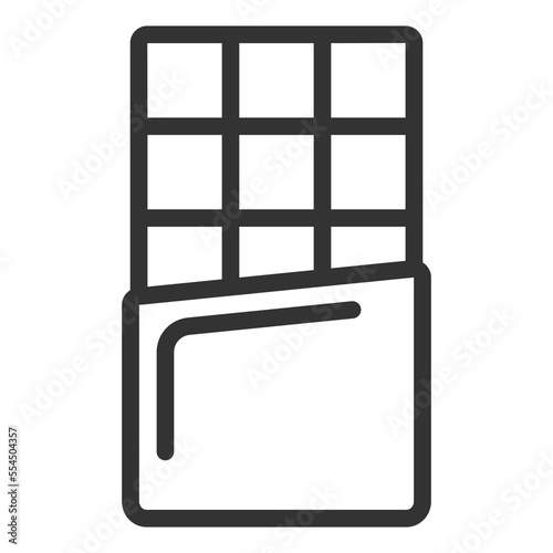 Opened chocolate bar - icon, illustration on white background, outline style