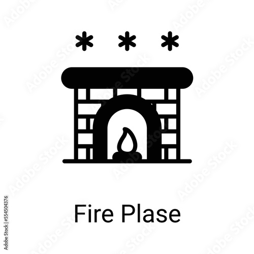 fire place icons, editable stoke, stoke illustration. photo