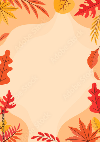 Colorful Autumn fall leaves floral background illustration