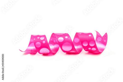 Pink twisted ribbon isolated on white background