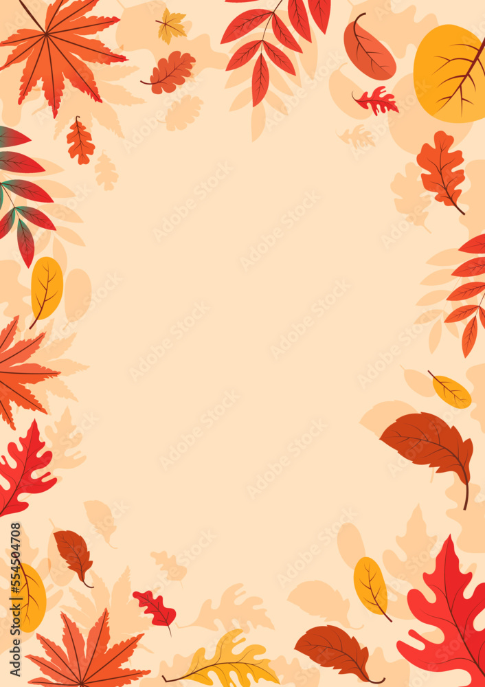 Colorful Autumn fall leaves floral background illustration