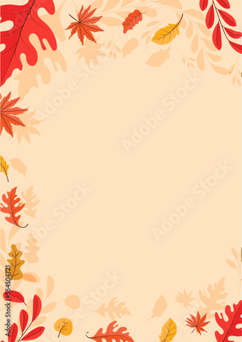 Colorful Autumn fall leaves floral background illustration