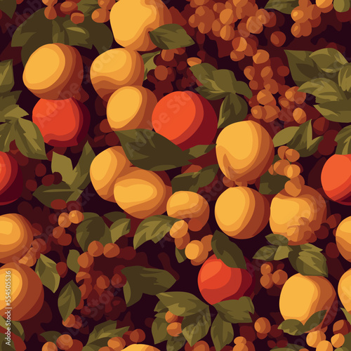 Seamless repeating pattern of apples and grapes