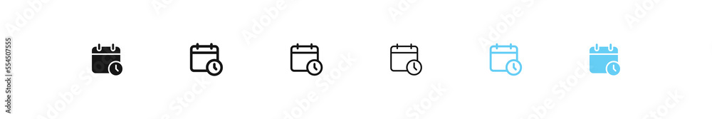 Calendar time icon. Date event sign. Reminder deadline symbol. Schedule clock icons. Timetable symbols. Vector sign. Calendar time icon. Date event sign. Reminder deadline symbol. Schedule clock icons. Timetable symbols. Vector sign.