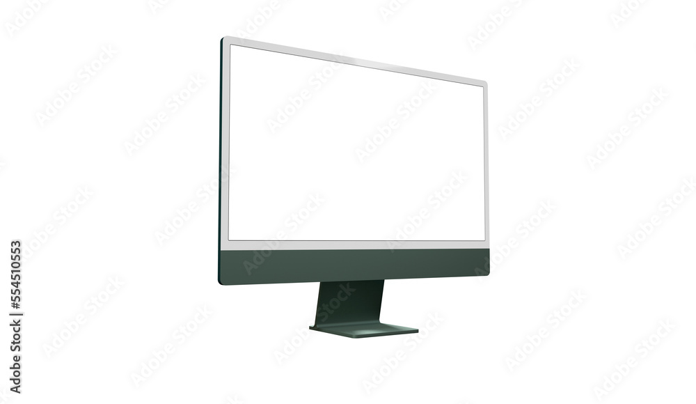 Computer display with white blank screen. Front view. Isolated on white background. 3D illustration. Computer display with white blank screen. Front view. Isolated on white background. 3D illustration.