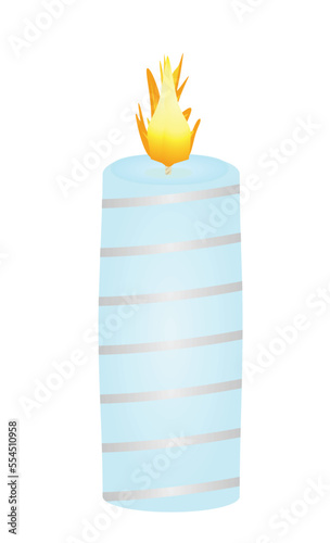 Blue xmas candle. vector illustration