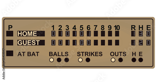 Baseball score board. vector illustration