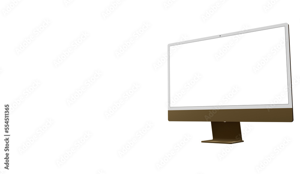 Computer display with white blank screen. Front view. Isolated on white background. 3D illustration. Computer display with white blank screen. Front view. Isolated on white background. 3D illustration.