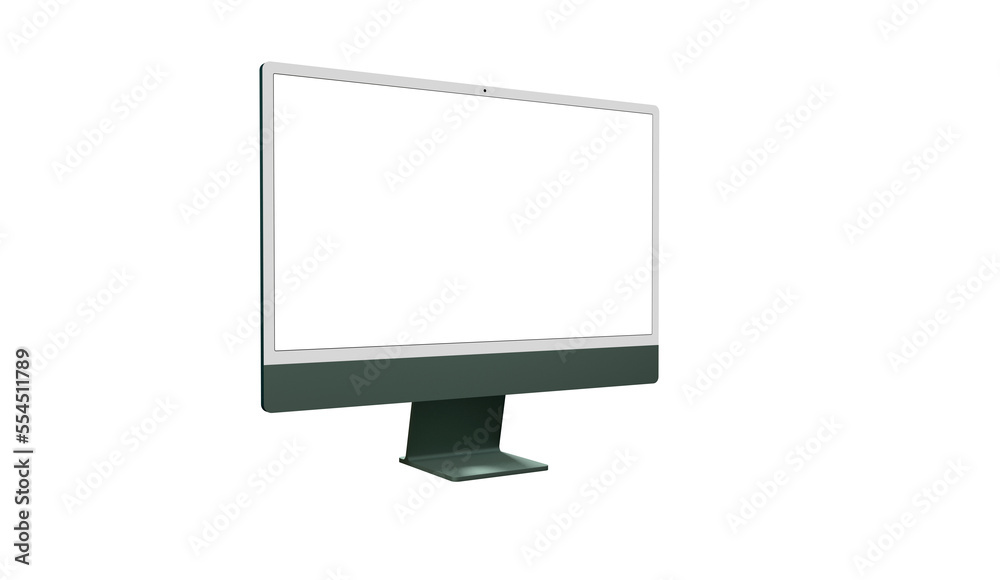 Computer display with white blank screen. Front view. Isolated on white background. 3D illustration. Computer display with white blank screen. Front view. Isolated on white background. 3D illustration.