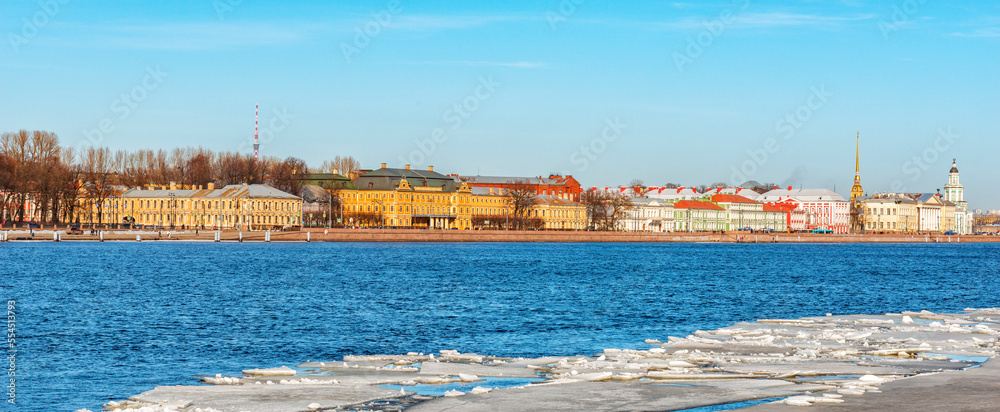 View of the Neva River and the University Embankment in St. Petersburg