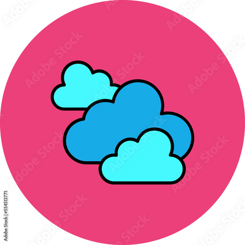 Clouds Multicolor Circle Filled Line Icon