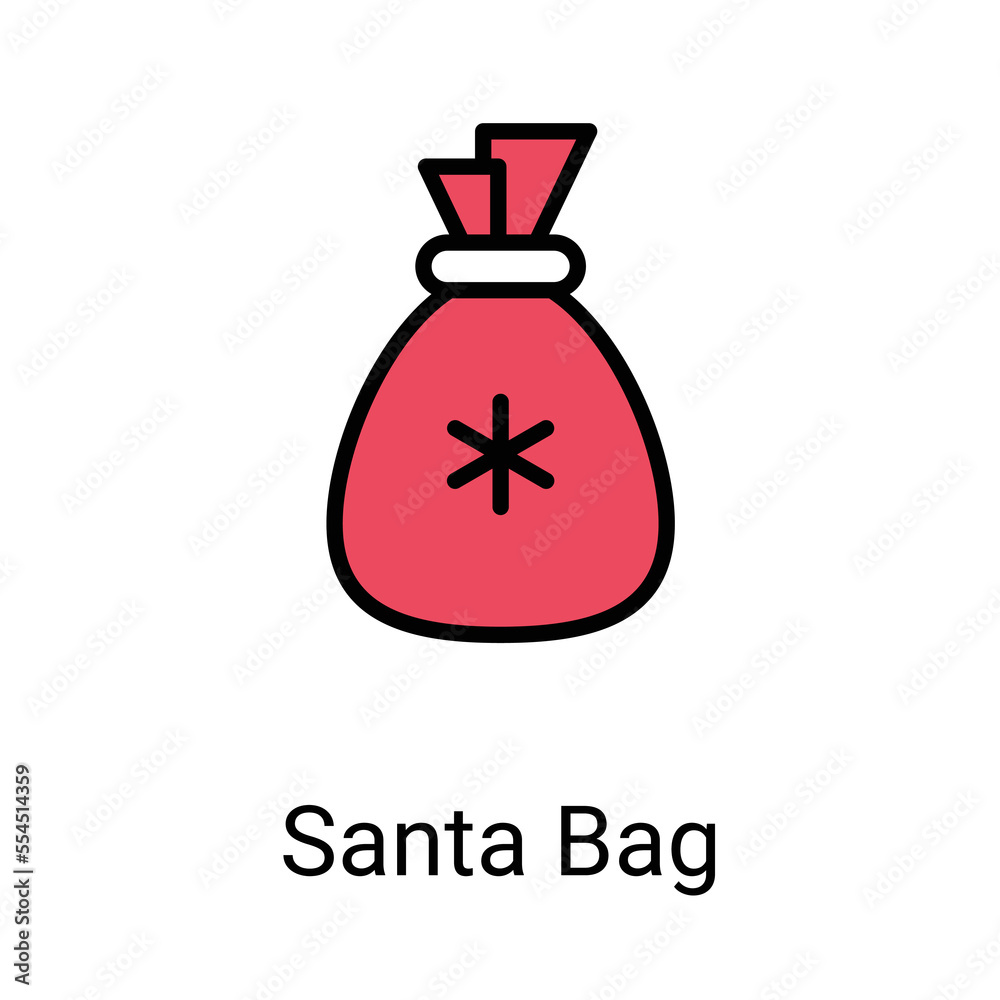 Santa bag icons, editable stoke, stoke illustration.