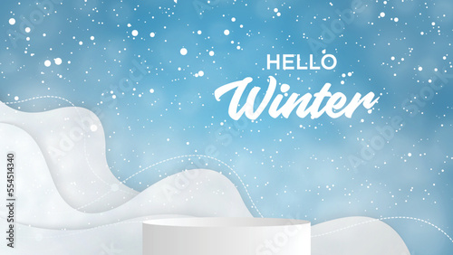 Realistic product podium for Christmas winter and christmas discount design, sale.
