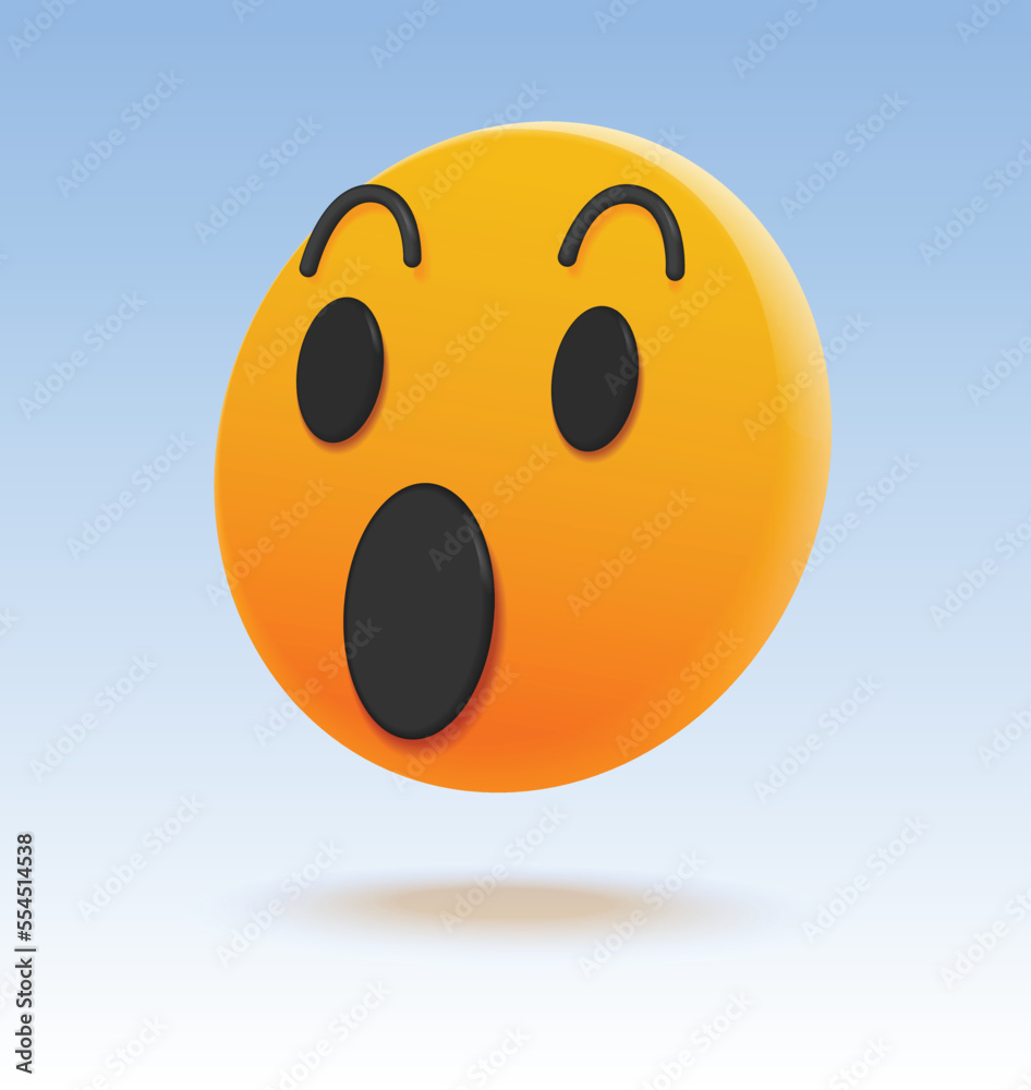 Fototapeta premium Face emoji with Open Mouth. 3d vector
