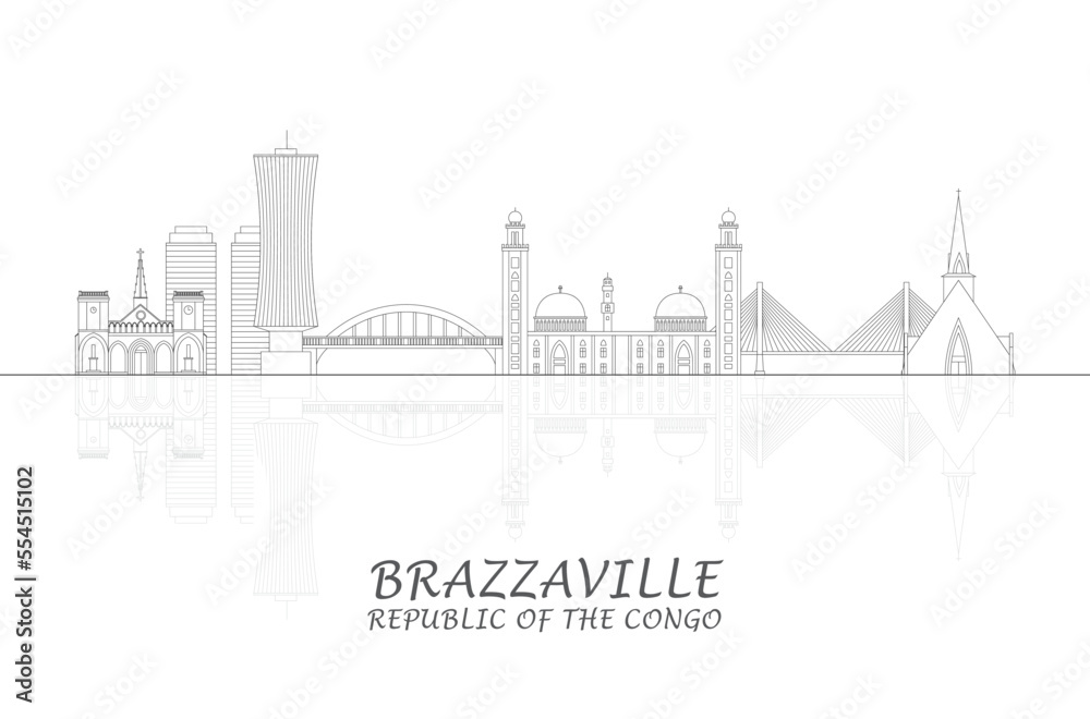 Outline Skyline panorama of Brazzaville, Republic of the Congo - vector illustration