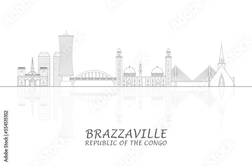 Outline Skyline panorama of Brazzaville  Republic of the Congo - vector illustration