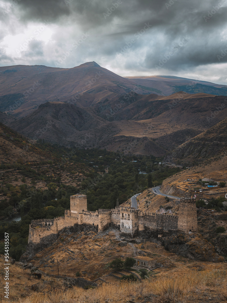 Fototapeta premium medieval castle in mountains of georgia, Khertvisi, Fortress