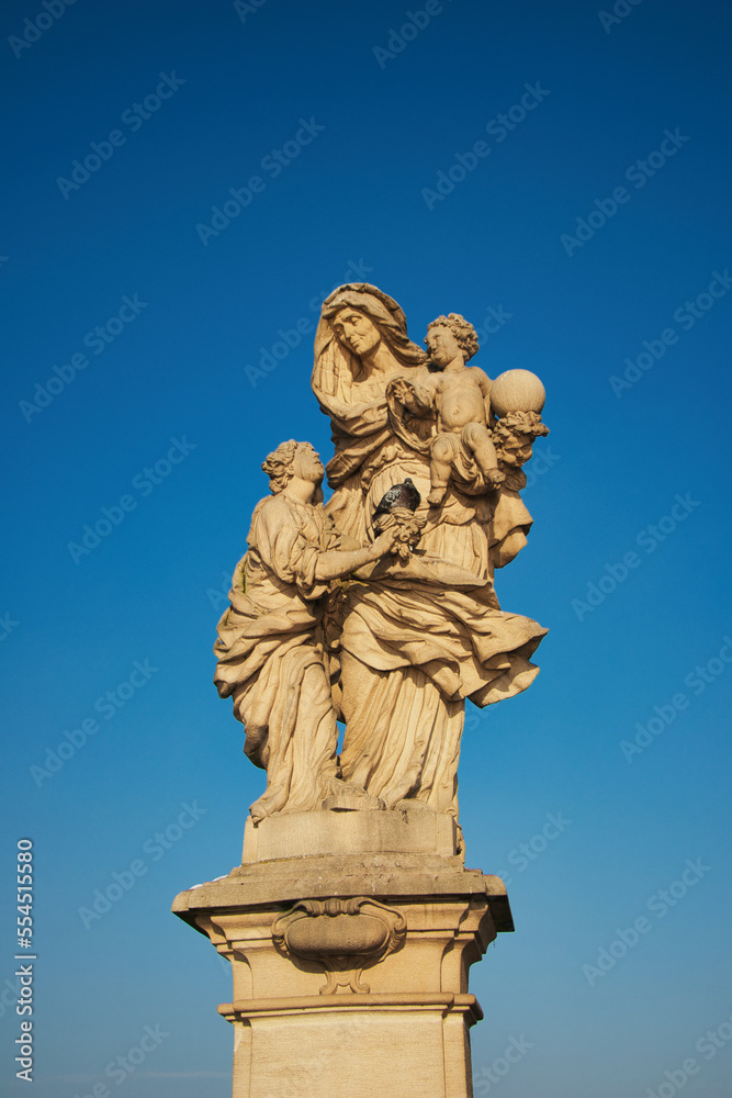 Statue of St. Anne on Charles bridge, Prague. Czech Republic.