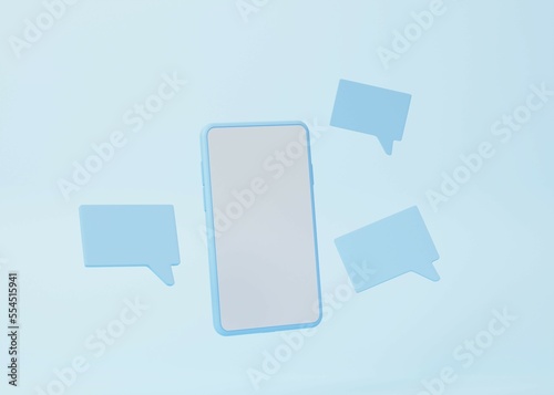 Message Conversation App Concept. Social Media Background Mockup Copy Space 3D Rendering