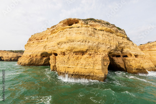 Dramatic view of a rugged Atlantic ocean coastline in Portugal Algarve Region