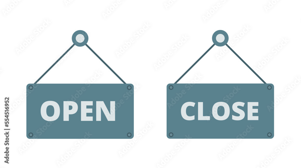 Open and close signs. Vector icon illustration Open and close signs. Vector icon illustration