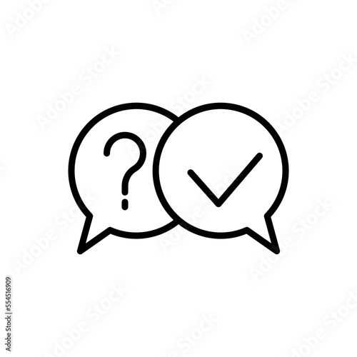 Question mark in a speech bubble editable stroke outline icon isolated on white background flat vector illustration. Pixel perfect. 64 x 64.