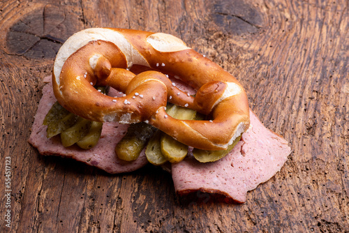 meatloaf slices in a pretzel photo