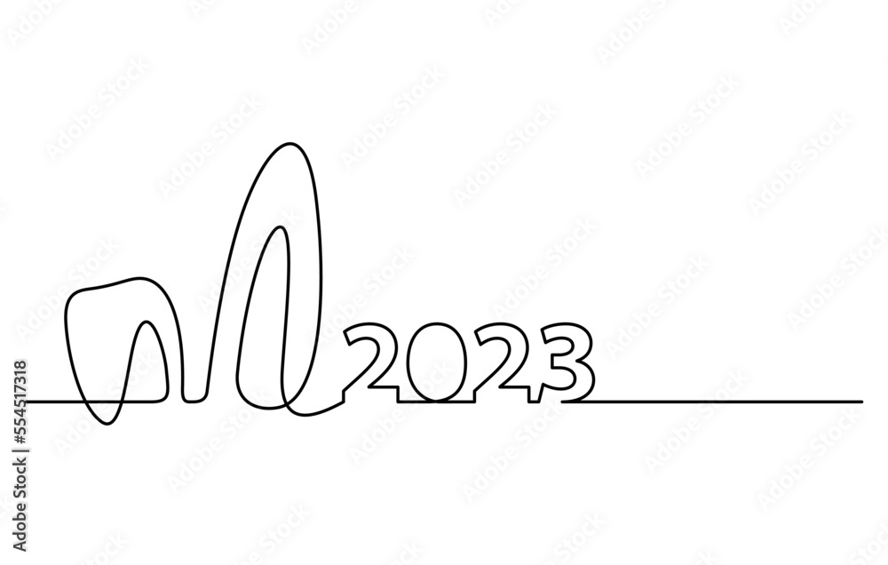 year of the rabbit 2023 continuous line drawing vector illustration isolated on white background year of the rabbit 2023 continuous line drawing vector illustration isolated on white background