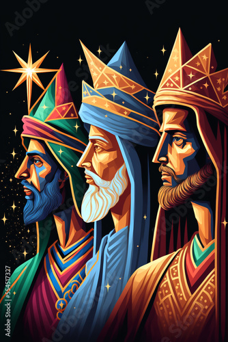 The Three Magi King of Orient, The Three Wise Men Illustration, Melchior, Caspar Fototapet